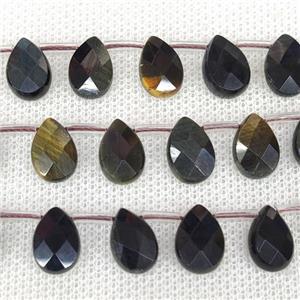 Natural Tiger Eye Stone Beads Faceted Teardrop Topdrilled, approx 8-12mm