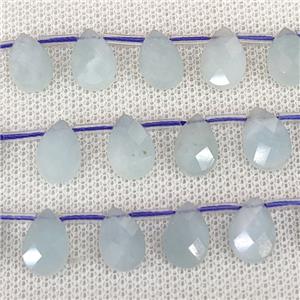 Natural Aquamarine Beads Blue Faceted Teardrop Topdrilled, approx 8-12mm