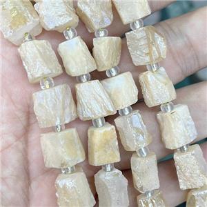 Natural Crystal Quartz Nugget Beads Freeform Beige Electroplated, approx 10-12mm, 20cm length