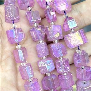 Natural Crystal Quartz Nugget Beads Freeform Purple AB-Color Electroplated, approx 10-12mm, 20cm length