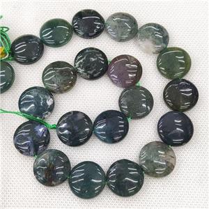 Natural Moss Agate Beads Circle Green, approx 20mm