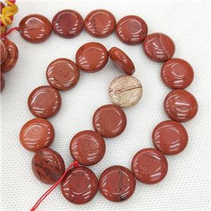 Natural Red Jasper Coin Beads Circle, approx 20mm