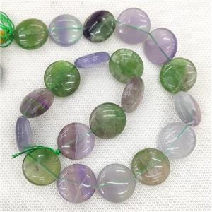 Natural Fluorite Beads Circle Multicolor, approx 20mm