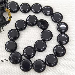 Natural Onyx Agate Beads Circle Black, approx 20mm