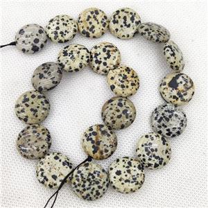 Natural Black Dalmatian Jasper Circel Beads, approx 20mm