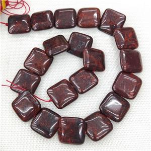 Natural Poppy Jasper Beads Red Square, approx 20mm