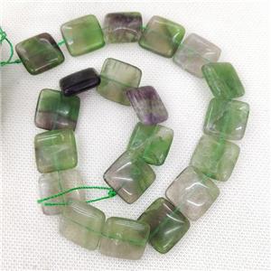 Natural Fluorite Beads Square Multicolor, approx 20mm