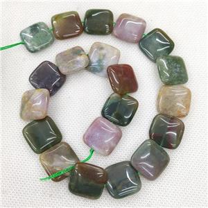 Natural Indian Agate Beads Square Multicolor, approx 20mm