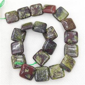 Natural Bloodstone Beads Green Square, approx 20mm