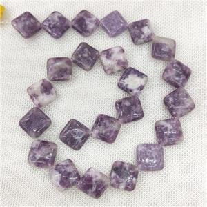 Natural Lepidolite Beads Purple Square Corner-Drilled, approx 15mm
