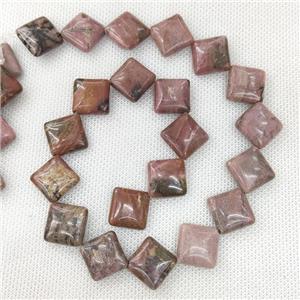 Natural Rhodonite Beads Pink Square Corner-Drilled, approx 15mm