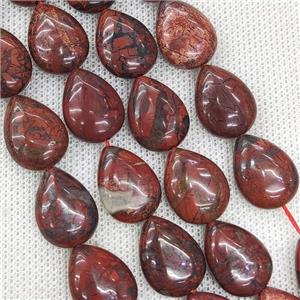 Natural Poppy Jasper Teardrop Beads, approx 13-18mm, 22pcs per st