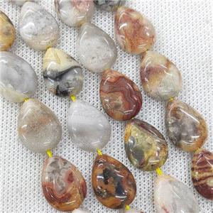 Natural Crazy Lace Agate Teardrop Beads Yellow, approx 13-18mm, 22pcs per st