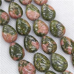 Natural Unakite Teardrop Beads Green, approx 15-20mm, 20pcs per st