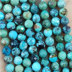 Natural Chinese Hubei Turquoise Beads Teal Faceted Round, approx 4.7-5.5mm