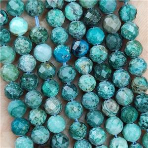 Natural Green Chrysocolla Beads Faceted Round, approx 4.7-5.5mm
