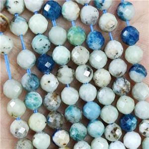 Natural K2 Jasper Beads Blue Faceted Round, approx 4.7-5.5mm