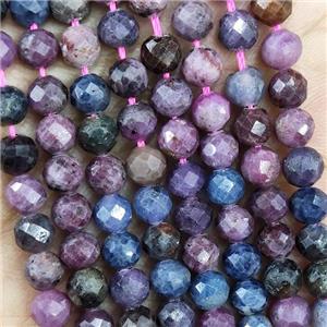 Natural Ruby And Sapphire Beads Faceted Round, approx 4.7-5.5mm