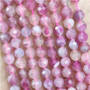 Natural Pink Tourmaline Beads A-Grade Faceted Round, approx 4.7-5.5mm