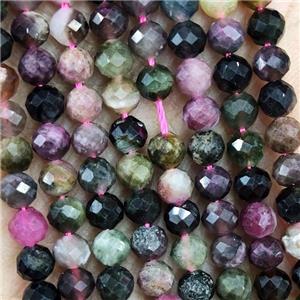 Natural Tourmaline Beads Multicolor Faceted Round, approx 4.7-5.5mm