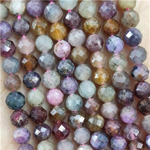 Natural Corundum Beads Multicolor Faceted Round, approx 4.7-5.5mm
