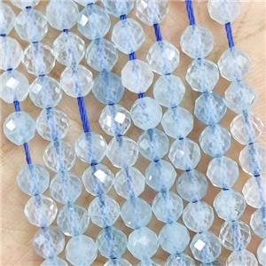 Natural Blue Aquamarine Bead A-Grade Faceted Round, approx 4.7-5.5mm
