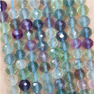 Natural Fluorite Beads Multicolor Faceted Round, approx 4.7-5.5mm