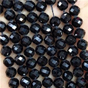 Natural Black Spinel Beads Faceted Round, approx 4.7-5.5mm