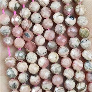 Natural Argentine Rhodochrosite Beads Pink Faceted Round, approx 4.7-5.5mm