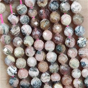Natural Argentine Rhodochrosite Beads Pink B-Grade Faceted Round, approx 4.7-5.5mm
