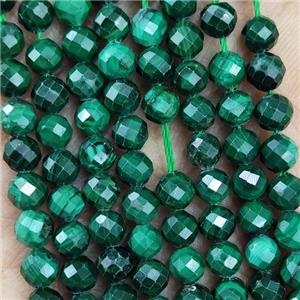Natural Green Malachite Beads Faceted Round, approx 4.7-5.5mm