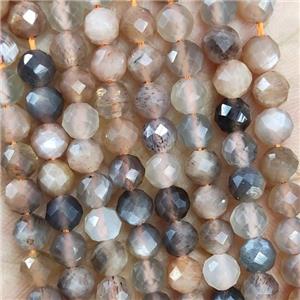Natural Moonstone Beads Multicolor Faceted Round, approx 4.7-5.5mm