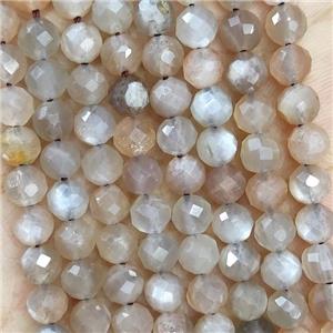 Natural Gray Moonstone Beads Faceted Round, approx 4.7-5.5mm