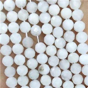Natural White Moonstone Beads Faceted Round, approx 4.7-5.5mm