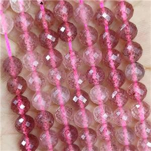 Natural Pink Strawberry Quartz Beads Faceted Round, approx 5.6-6mm
