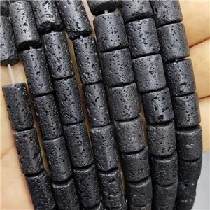 Black Lave Stone Tube Beads, approx 8-16mm, 25pcs per st