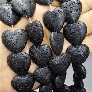 Black Lave Stone Heart Beads, approx 24mm, 16pcs per st
