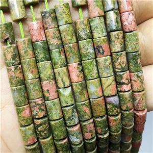 Natural Unakite Tube Beads, approx 6-8mm
