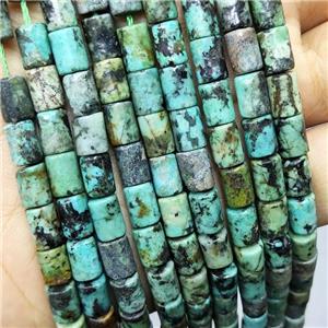 Green African Turquoise Tube Beads, approx 6-8mm