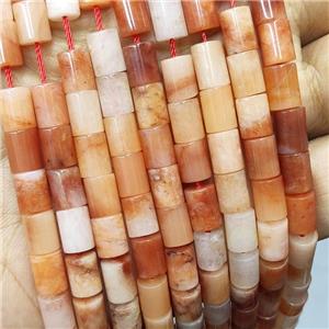 Red Aventurine Tube Beads, approx 6-8mm