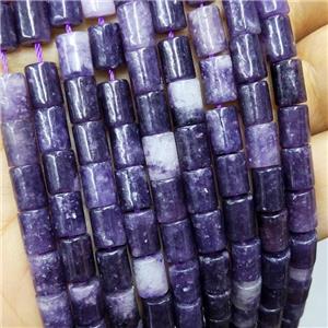 Purple Lepidolite Tube Beads, approx 6-8mm