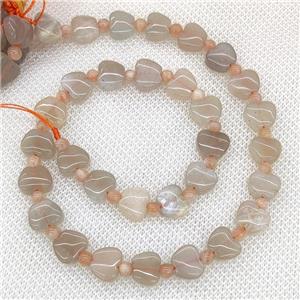 Natural Gray Moonstone Apple Beads, approx 10mm
