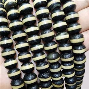 Tibetan Agate Rondelle Beads Black, approx 10-14mm