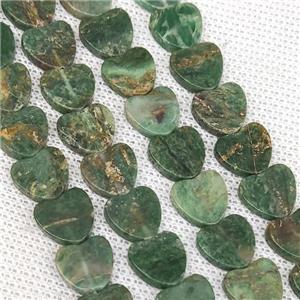 Green African Chrysoprase Heart Beads, approx 10mm