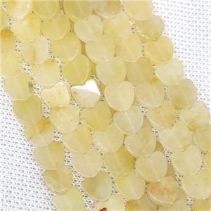 Yellow Honey Jade Heart Beads, approx 8mm