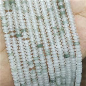 Ice Jadeite Beads Green Smooth Round White, approx 2x4mm