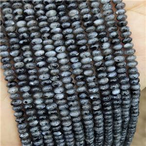 Natural Black Larvikite Beads Labradorite Smooth Rondelle, approx 2x4mm