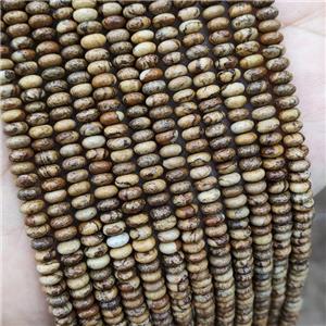 Natural Picture Jasper Beads Smooth Rondelle, approx 2x4mm
