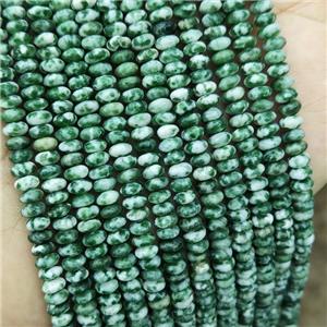 Natural Green Dalmatian Jasper Beads Smooth Rondelle, approx 2x4mm