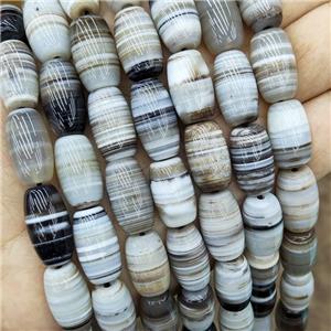Natural Bands Agate Beads Coffee Stripe Barrel, approx 11-18mm